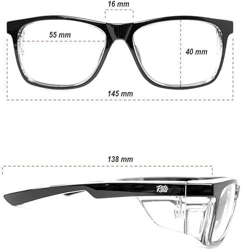 Miniatura 7 de RETS Anteojos de seguridad antivaho  Gafas protectoras elegantes de moda con protectores laterales transparentes  ANSI Z87.1  Gafas de seguridad