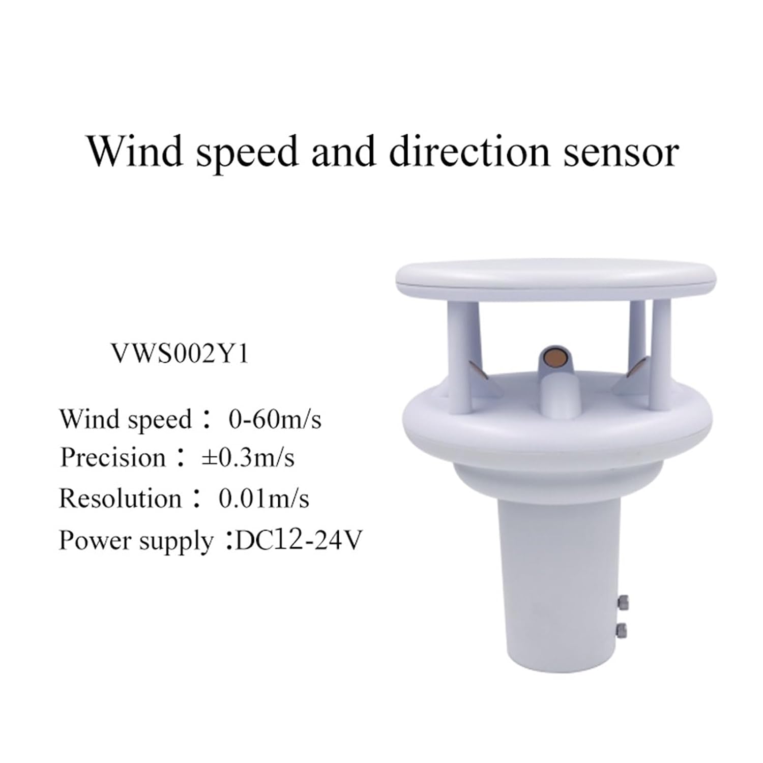 VWS002Y1 0-60m/s Mini Ultrasonic Wind Speed and Direction Sensor Sonic Anemometer Unit Wind Speed Sensor Module Wind Direction(VWS002Y1)
