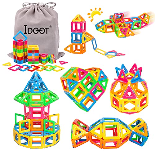 idoot Magnetic Tiles Building Blocks Toddler Toys Magnets for Kids,70PCS Magnetic Blocks STEM Building Toys for 3+ Year Old Boys Girls Educational Games Stacking Blocks Gifts