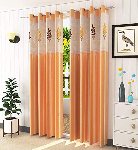Image of Polyester Floral Patch Printed Curtains for Home Decor, Windows, Door, Long Door (Set of 2 Pcs) (Beige 10 Feet)
