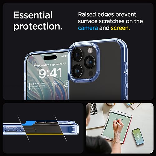 Image of Spigen Ultra Hybrid Back Cover Case for iPhone 15 Pro Max, Durable Hybrid Structure, Air Cushion Technology - PC+TPU | Sky Crystal