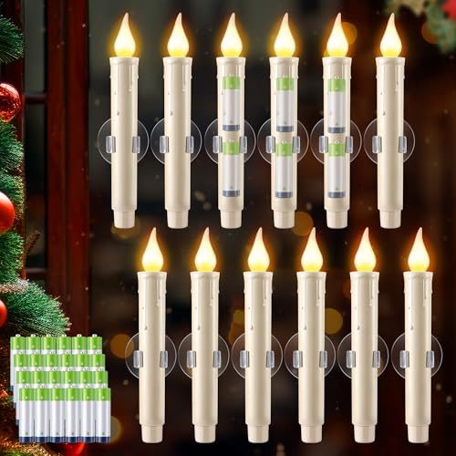 Bougies de fenêtre LED ivoire Enhon lot de 12 avec capteur