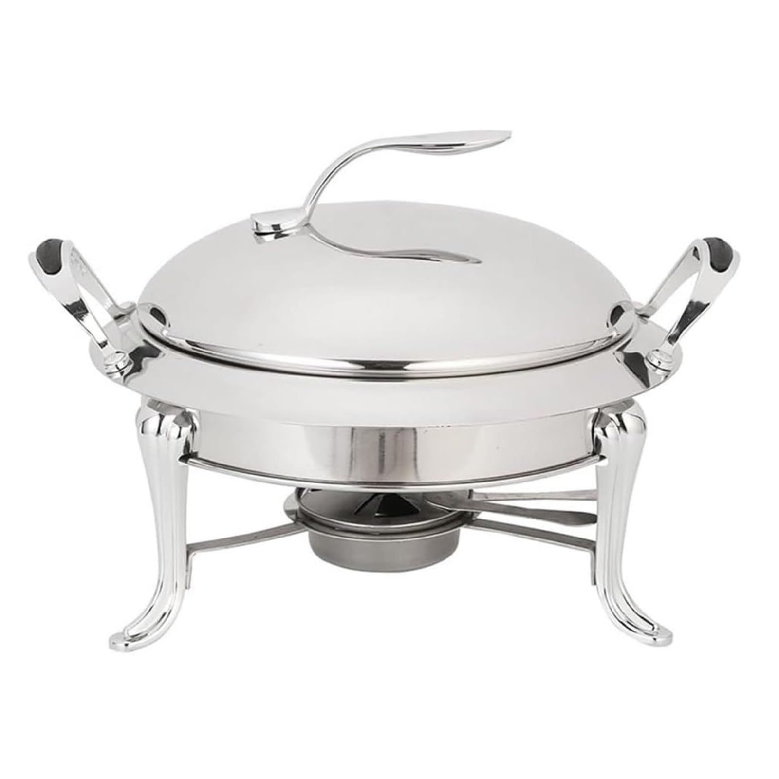 scaldavivande Scaldavivande Rotondo Scaldavivande in Acciaio Inossidabile Scaldavivande Roll-Top for la Cena Scalda Buffet con padelle Porta combustibile Cucina(Silver,24cm)