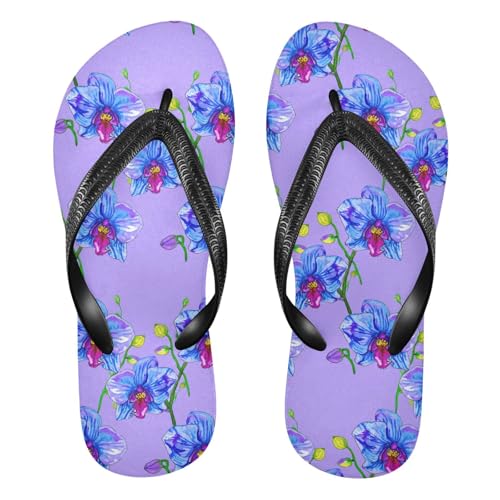 Sinestour Maple Leaf Sketch Orange Orchid Blossom Floral Lightpurple Flip Flops for Beach Thong Sandals Anti-slip Lightweight Beach Slippers for House Indoor Outdoor