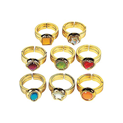 Plastic Gem Rings Play Jewelry - Bulk set of 144 - Costume Props