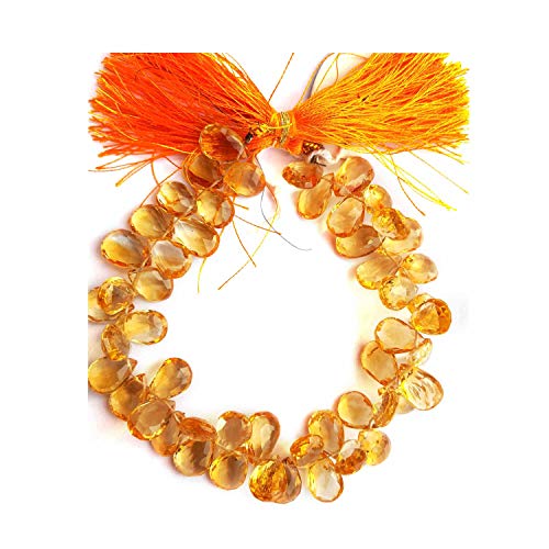 Perles citrine naturelle en poire pour création de bijoux uniques faits main