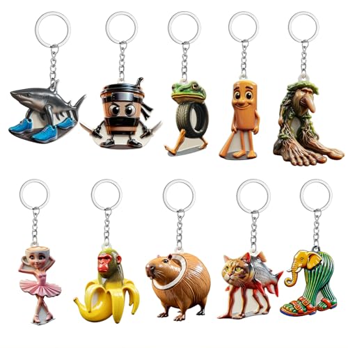 Aposemo 10pcs Brainrot Toys Italian Brainrot Toys Keychains Funny Italian Memes Figures Toy Tralalero Tralala Toy Figurine Gift for Fans Figurine Decor