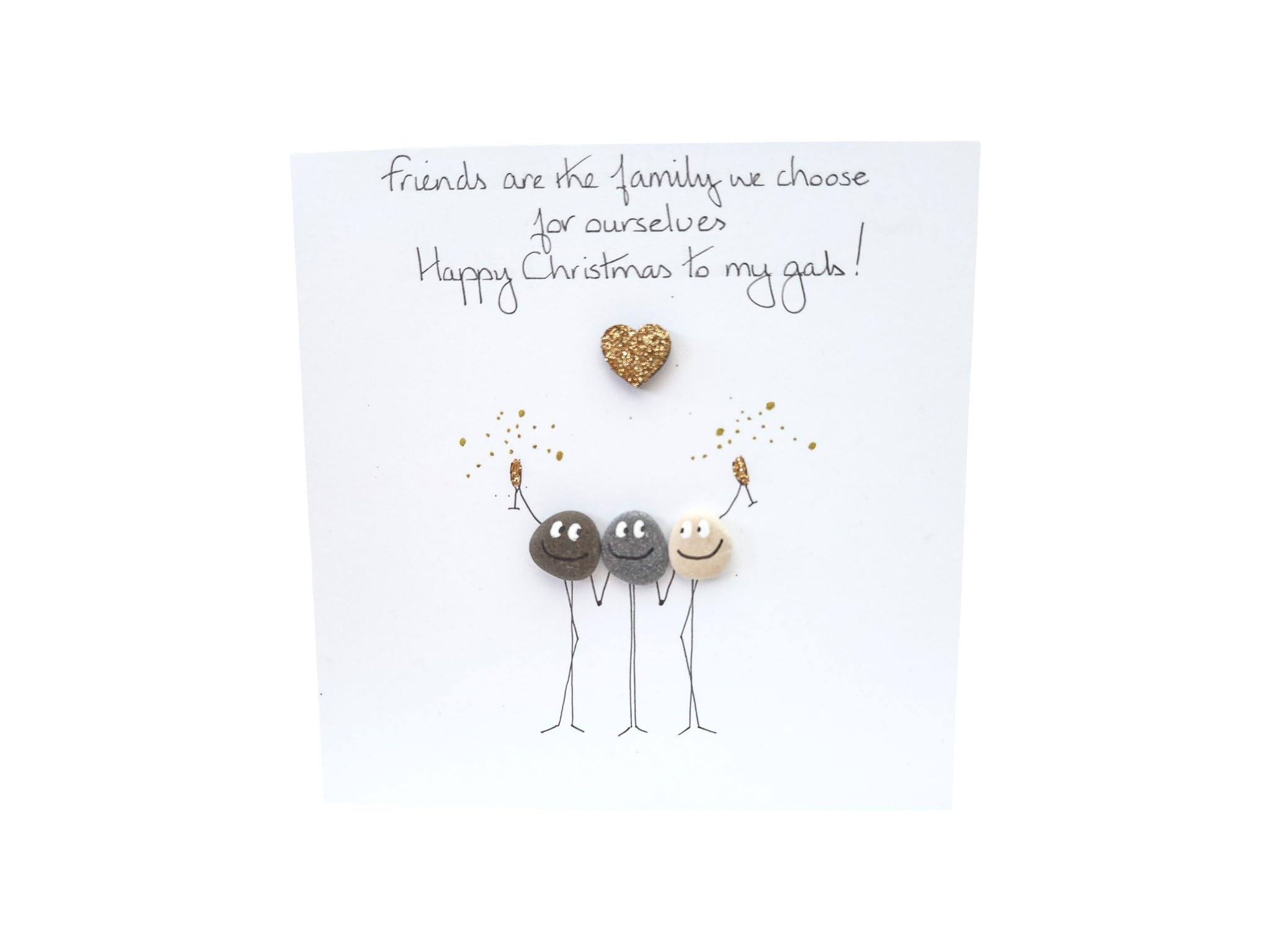 Christmas Card Best Friend, Besties, Friends Pebble Art Personalised Handmade
