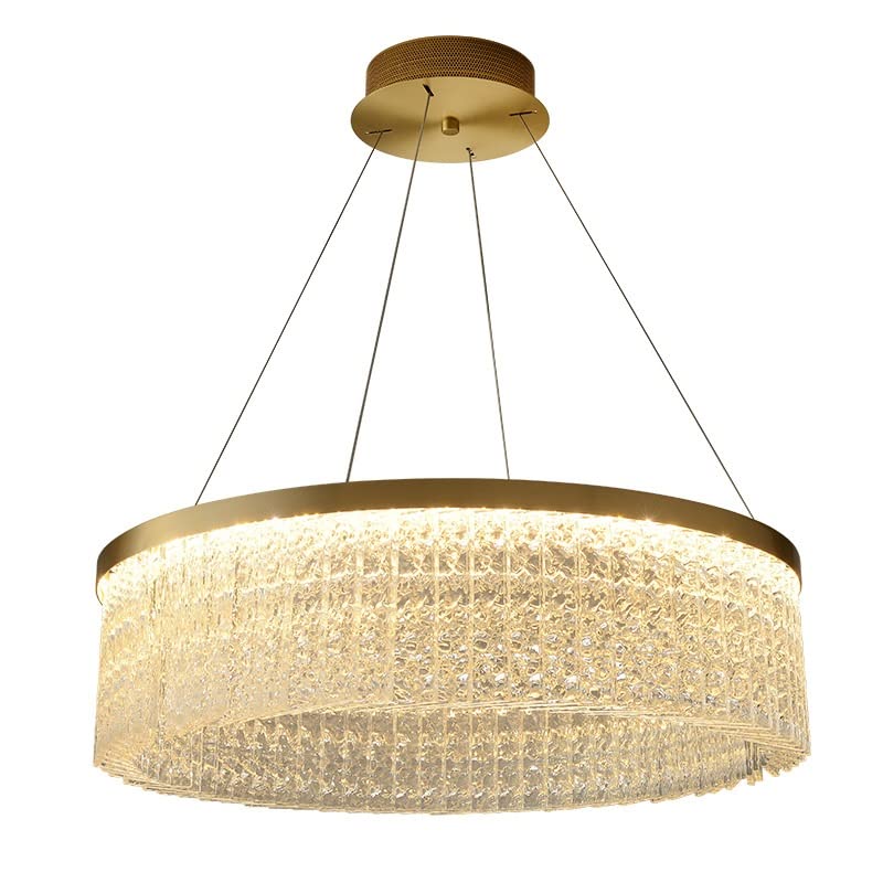 Lustre en cristal haut de gamme doré 60 cm luminaire contemporain pour salle à manger