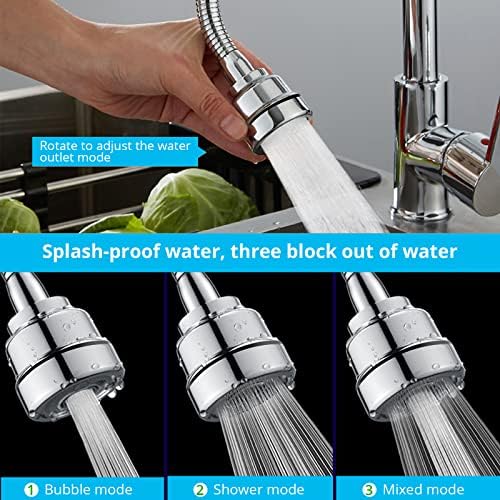 Kitchen Tap Spray Head TOKIISHE 360° Swivel Faucet Sprayer Attachment, Kitchen Sink Tap Aerator Anti Splash with 3 Modes Adjustment for 22mm| 24 mm Faucet