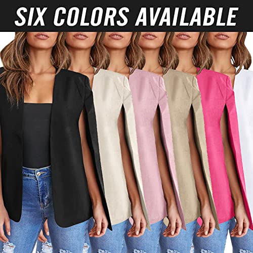Cape Sleeve Blazer Jackets For Women - Split Sleeve Open Front Casual Elegant Casual Cape Coat Black #TOP5