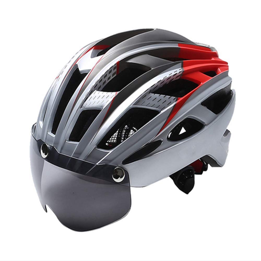 Bicycle helmet, adjustable adult helmet, portable helmet backpack/detachable sun visor/safety rear light/suitable for bicycle road bike riding,C
