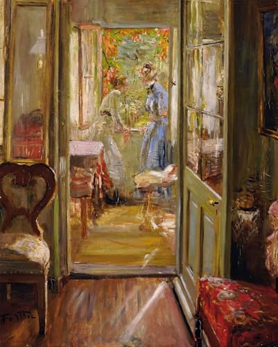 Poster Fritz Von Uhde Les filles de l'artiste sous le porche en toile