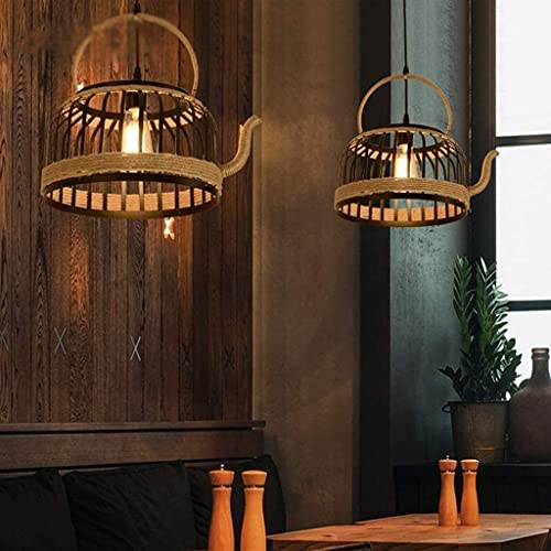 Lámpara de iluminación ajustable mini colgante de una sola cabeza estilo cuerda de cáñamo rústica 3
