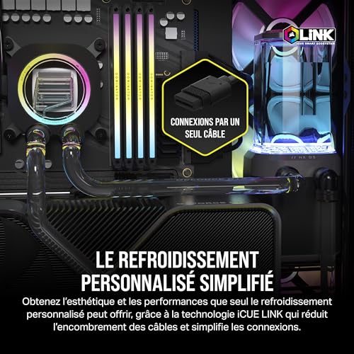 CORSAIR Hydro X Series iCUE Link XH405i Kit de Watercooling Personnalisé – Waterblock pour Processeur XC7 Elite – Pompe/Réservoir D5 XD5 Elite – 3 Ventilateurs RGB QX120 – Gris Furtif