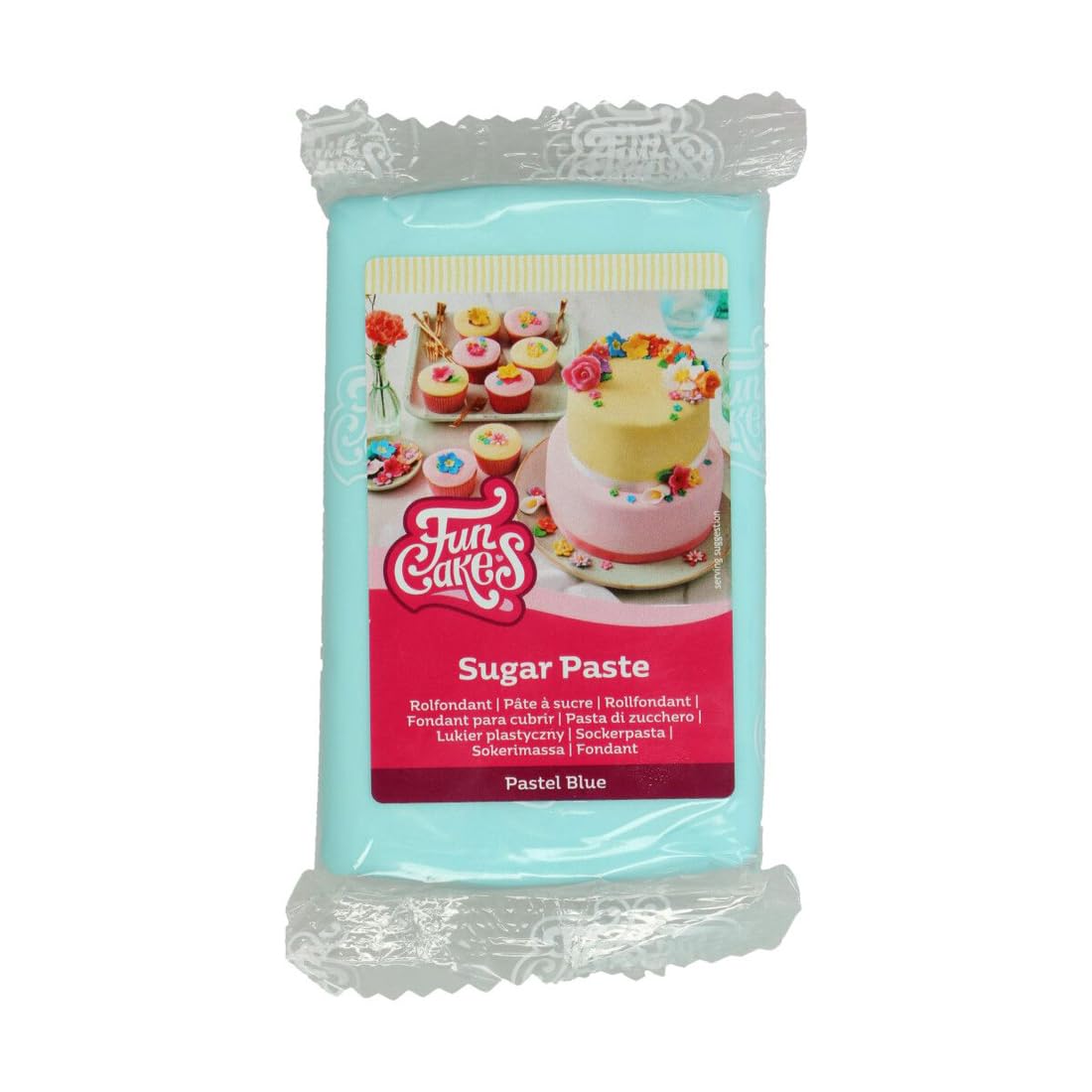 FunCakes Sugar Paste Pastel Blue, Easy to Use, Smooth, Flexible, Soft and Pliable, Perfect for Cake Decorating, Halal, Kosher and Gluten Free, 250 g