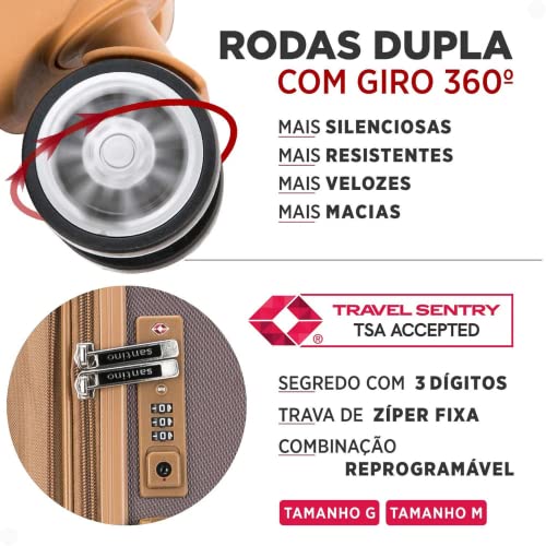 Kit Conjunto Mala Viagem Santino B182 Expansor 360 Tsa G M P