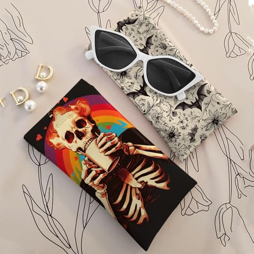 Image of 2 PCS Glasses Case Eyeglass Sunglasses Pouch Squeeze Portable Bag Soft Leather with Cleaning Cloth Women Men Girls