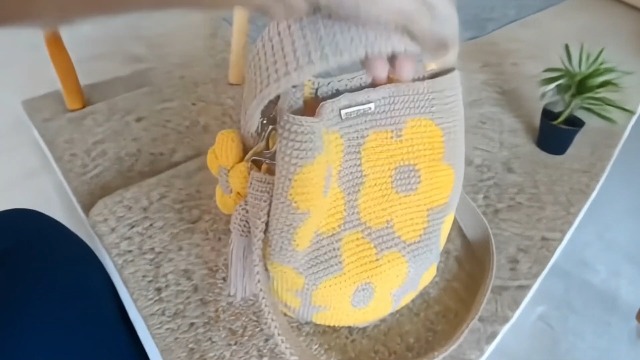 Bolso Tote de Flor Tejido a Mano Boho de Crochet miniatura 7