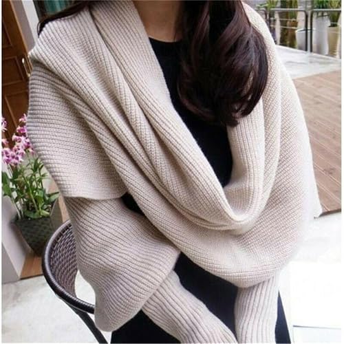 Scarf with Sleeves, Sweater Scarf with Sleeves Unisex Fall Winter Warm Scarf Wrap Shawl Scarves3