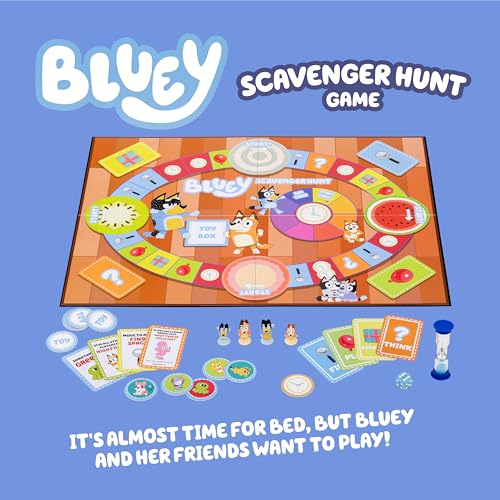 Image of Bluey Scavenger Hunt Board Game, Cooperative Play with 4 Exclusive Mini-Figures, Learning Toys for 5+ Year Old, Fun Toy Token Collecting Game