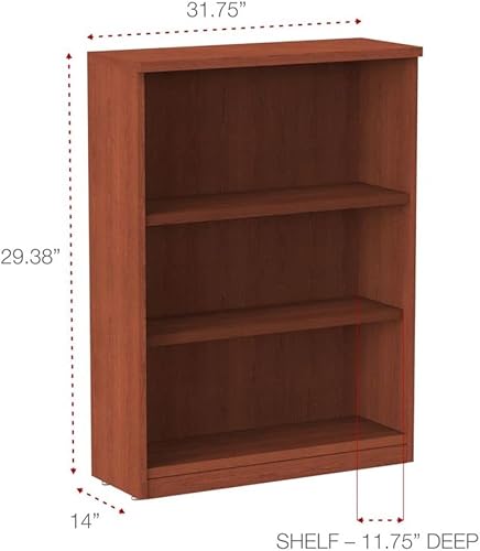 Miniatura 3 de Alera Valencia Series LibreroArmario de almacenamiento 3 Estantes 32 W por 14 12 D por 39 12 H Cereza mediana