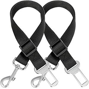H&S. 2 Dog Car Seat Belt Lead Restraint Harness Seatbelt Attachment Clip Black