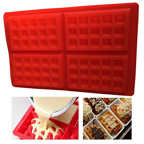Royal Houseware Molde de Silicona para gofres, Molde de Chocolate, Bandeja para Cubitos de Hielo, Molde para gofres, Cupcake, Cookies, Tortitas, Forma Cuadrada Cover