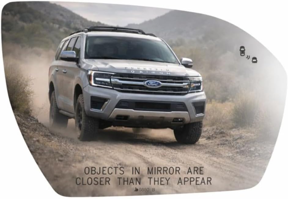 Burco 5850B Convex Passenger Side View Mirror Glass with Blind Spot, OEM# LL1Z17K707A, Fits Ford Expedition 2020-2024, Lincoln Navigator 2020-2023, Fit Over Non-Heated Foldaway Head, Smooth Edge