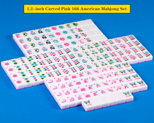 Juego Americano Mahjong con fichas rosa 166 piezas miniatura 3
