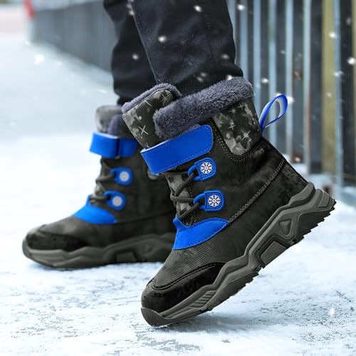 Unisex Kids Snow Boots Boys Girls Warm Faux Fur Lined Winter Mid Calf Boots Cold Weather Shoes (Little Kid/Big Kid)3