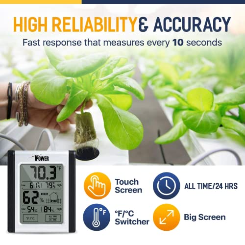 Ipower Digital Indoor Hygrometer Thermometer Humidity Monitor, Gauge Indicator Accurate Temperature Meter With Touchscreen, Min/Max Records, For Home, Office, Greenhouse, Babyroom, 6 Pack #TOP1