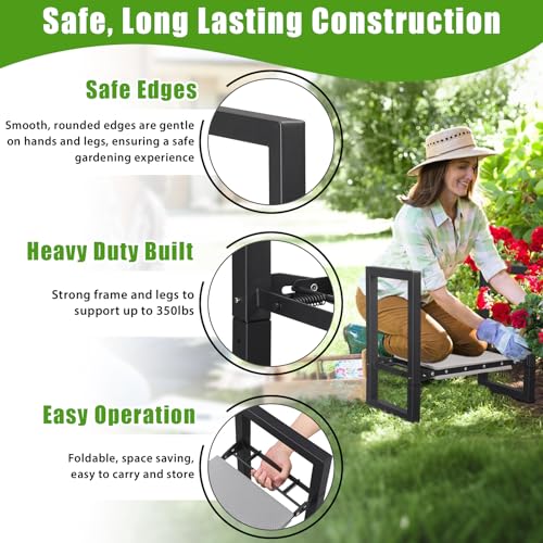 Garden Kneeler and Seat, 12.7\" Wide Folding Heavy Duty Gardening Bench with Handles for Kneeling and Seat, Multifunctional Kneeler Stool for Women Seniors,Relieve Knee Back Pain,Gardening Tools Gifts