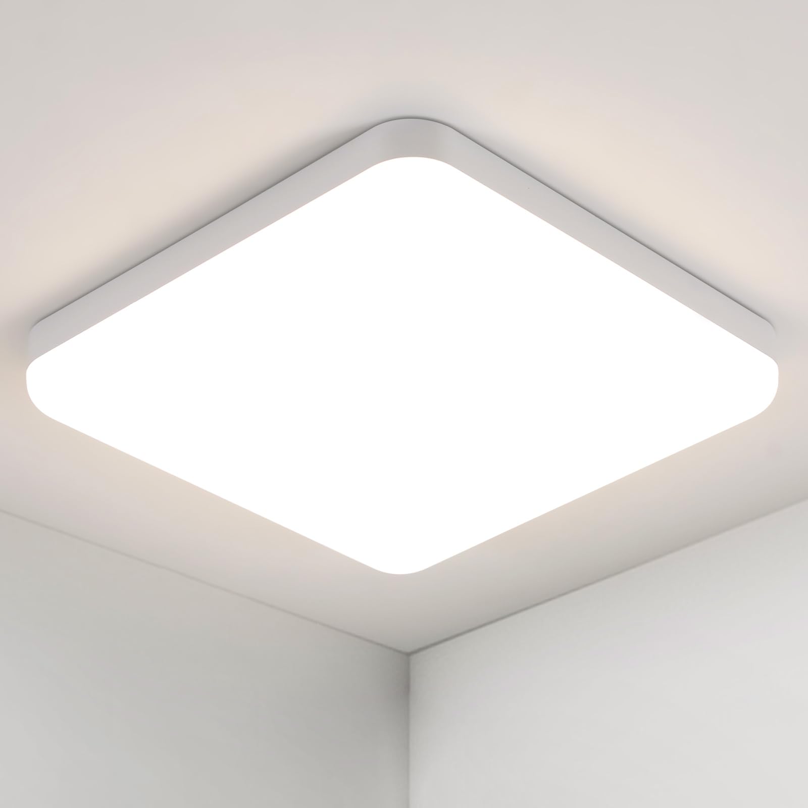 Toolight Plafón LED Techo 32W, 3600LM Lámpara de Techo Cuadrada 4500K Blanco Natural, IP54 Plafon LED para Baño Cocina Dormitorio Salon Pasillo Balcón, 25CM