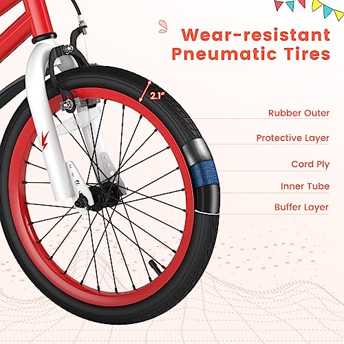 Image of BABY JOY Kids Bike, 12 14 16 18 Inch Boys Girls Bike for 3-8 Years w /Training Wheels, 20 Inch Children Bicycle for 8+ Teens w /Kickstand, Handbrake, Coaster Brake & Removable Basket, Sporty Bicycle