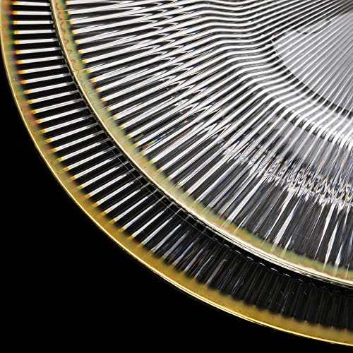 Lyellfe Set Of 6 Clear Charger Plates, Decorative Plastic Table Chargers, 13 Inch Charger Service Plate With Gold Rim For Dinner, Wedding, Birthday, Party Decorations, Banquet #TOP2