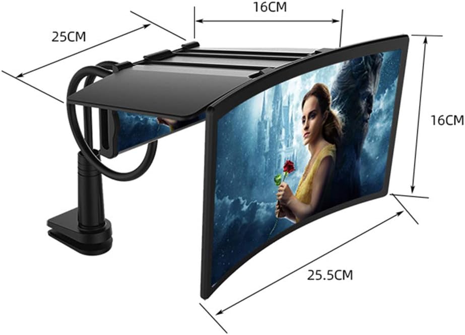 12" Phone Screen Magnifier with Gooseneck Stand 3D Phone Screen Enlarger Amplifier Projector Magnifying Screen Enlarger (White)