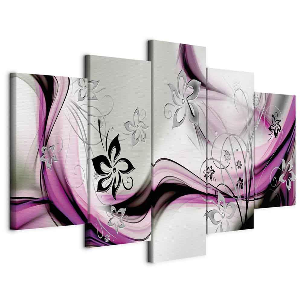 Cuadros B&D XXL - Cuadro en Lienzo Abstracto 225x112 cm 5 piezas - Impresión en material tejido no tejido cuadros decoracion salon modernos lienzos decorativos dormitorios - Arte flores a-A-0013-b-o