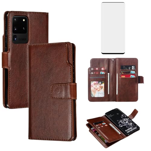 Coque Samsung S20 Ultra 5G Asuwish Étui Portefeuille avec Verre Trempé