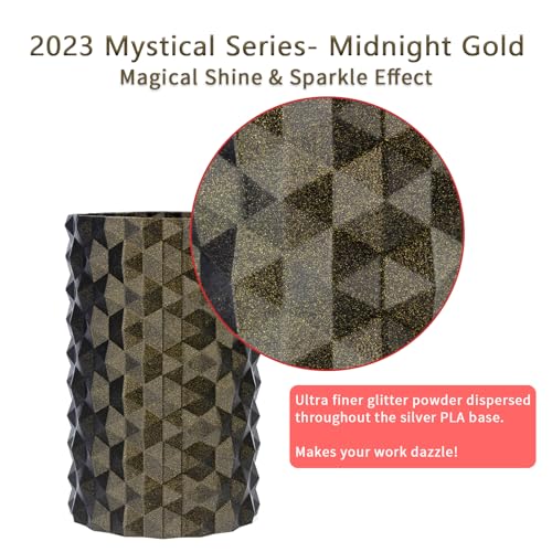 Image of ZIRO Mystical Series Filament, 3D Printer Filament 1.75mm, Shiny Sparkle PLA with Ultra Finer and Denser Glitter, Twinkling PLA1kg /2.2lbs Spool, Fit Most FDM 3D Printers, Midnight Gold