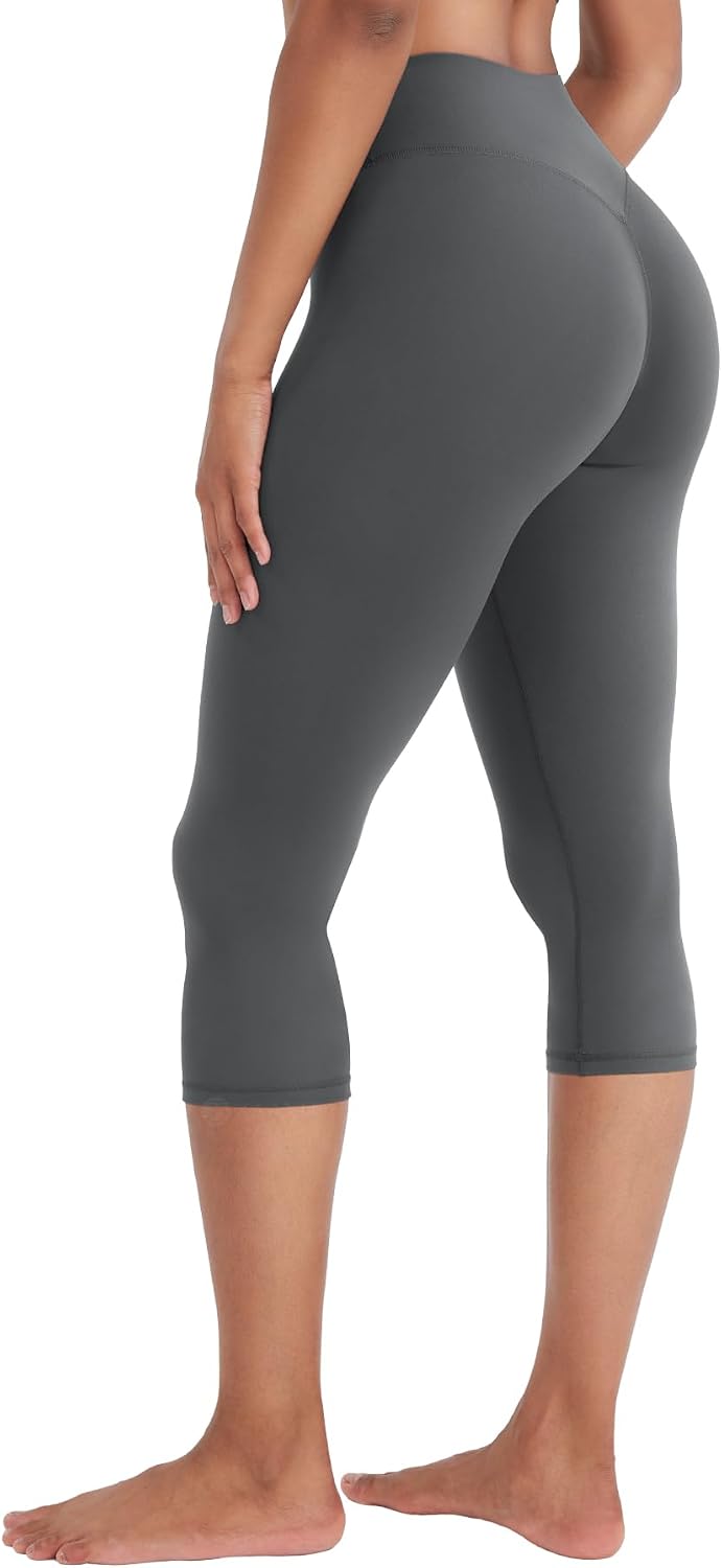 ZAAYO Legging Women's 3/4 Invisible Scrunch Butt Capri Leggings Capri Trousers | High waist, seamless, buttery soft, Capri trousers women's summer, sports yoga gym leggings 7/8 sports trousers, regular/long