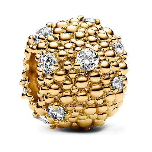 PHCLASY Golden Pearl Charm Abalorios Navidad Colgante de Plata de ley con Circonita Cúbica Transparente Charms Para Pulseras