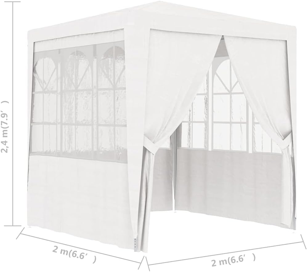 Party Tent,Design with Windows,Zipper Door Can Easily Go in and Out,Professional Party Tent with Side Walls 6.6'x6.6' White 90 g/m(Summer Shade Essential)