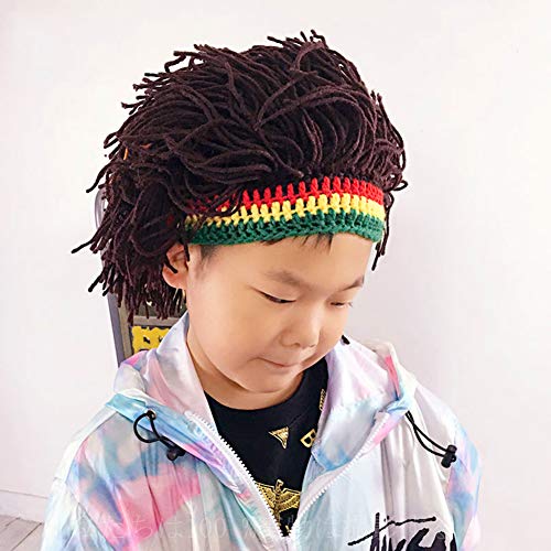 Image of Funny Rasta Wig Beard Hats Knitted Jamaican Rasta Beanie Hat with Dreadlocks Christmas Halloween for Men Women