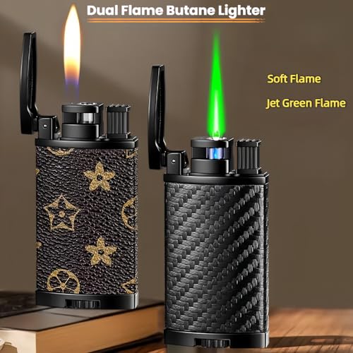 Encendedor de butano dual, llama ajustable, rojo miniatura 2