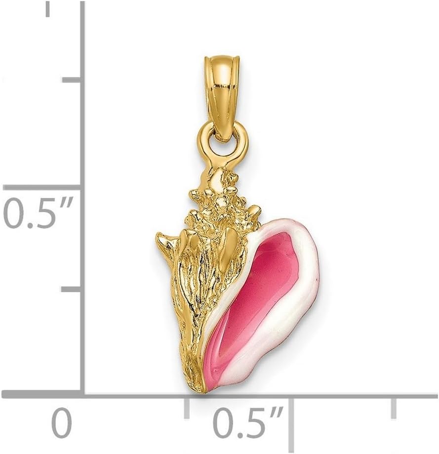 JewelryWeb 14k Yellow Gold Solid Polished Enameled 3-D Conch Shell Pendant Necklace 22x15mm Pendant for Women - Image 2