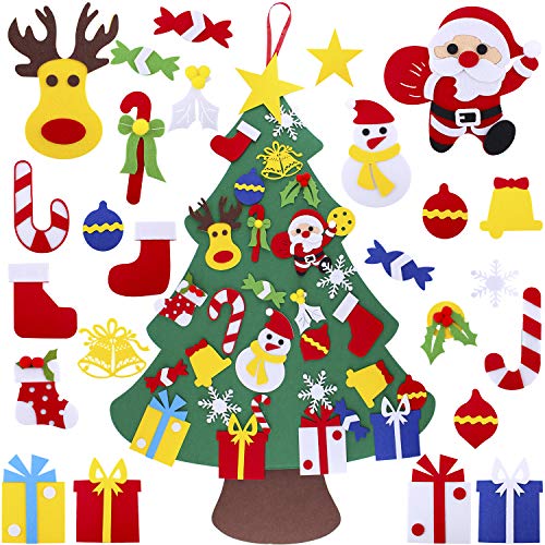 Arfbear Felt Christmas Tree, 3.36ft DIY Felt Tree con 30 Piezas de Adornos Colgantes, Family 3D Fake Xmas Tree para niños