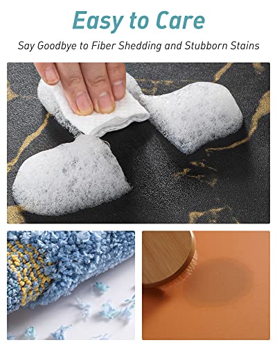 Cocoer Bath Mat-Bathroom Mat Bathroom Rug Absorbent Stain Resistant -Rubber Backed Thin Bath Mats For Bathroom Non Slip Quick Dry-Bathmat Bath Rug Shower Rug For Bathroom Black Golden 17”X27” #TOP4