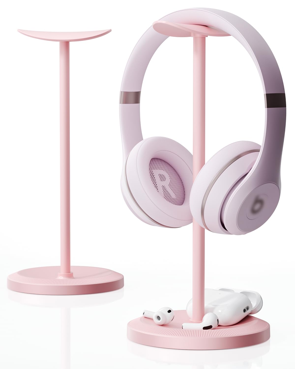 Headphone Stand, Desktop Headset Holder, Pink | Earphone Stand, Gaming Headphone Hanger, Enlarged Headrest Heavy Base, Office Desk Accessories for All Headphones Size
