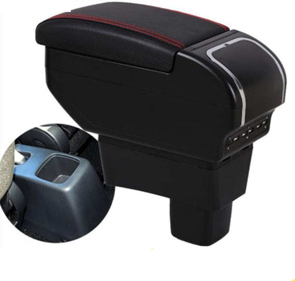 Grtodnz Car Faux Leather Armrest Storage Box with Cup Holder and Ashtray for Suzuki Swift
